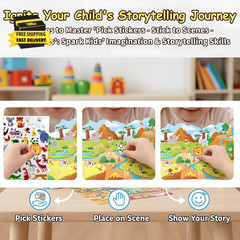 3 Sets Reusable Sticker Book,Sticker Books for Kids,Puffy Stickers for Toddlers,
