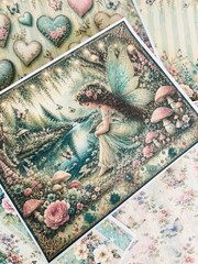 Scrapbooking Junk Journal Fairy Paper Kit 10 Pages for Paper Craft Projects #FD1