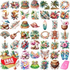 STWOICL 48 Sheets Hawaii Rub on Transfers for Crafts Wood