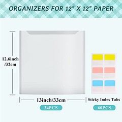 Caydo 24 Pcs Scrapbook Paper Storage Organizer 12×12 Inch with Sticky Index Tabs
