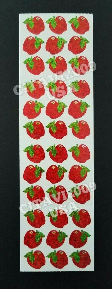 HAMBLY STUDIOS PRISMATIC RED APPLE STICKERS SCHOOL FRUIT COLLECTABLE RARE