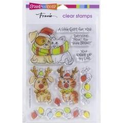 New Stampendous Rubber Stamp WINTER BRIGHT NOSE DOG CAT Christmas free USA ship
