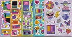 Retro kawaii Sticker bundle cat dog food dessert alien space shooting star peace