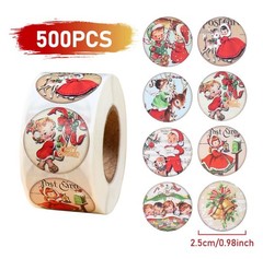 2 ROLLS = 1000PCS 1” Vintage Retro Nostalgia Old Christmas Stickers Labels Lot