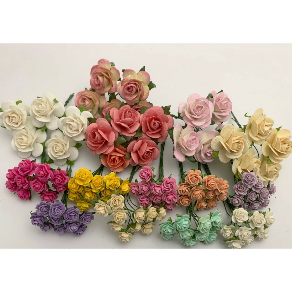115 Mixed 3 Sizes Open Paper Flower Wedding bouquet DIY Scrapbook (TH/R268 – A1)