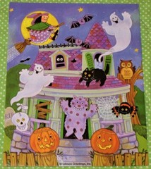 VINTAGE GIBSON HALLOWEEN STICKERS~WITCH~GHOSTS~PUMPKINS~CATS~BATS~SPIDER~SKULL+