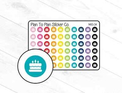 1483-34~~Birthday Cake Icon Planner Stickers.