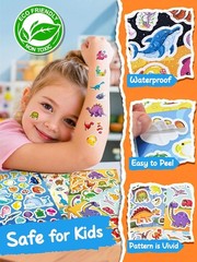 Stickers for Kids, 1800+ PCS 64 Sheets Dinosaur Ocean Animal Stickers, Waterp…