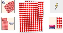 Bulk 3000 Pack of Red Round Dot Stickers – 0.375″ Labels for Easy Organization