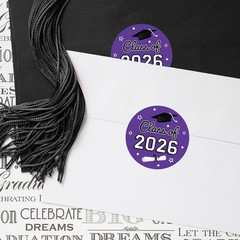 Class of 2026 Graduation Round Stickers – 1.75″ Envelope Seals, 40 Count