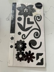 American Craft Remarks Decorative Sticker Bk Black Accent Bk 2 Flower Vine 50+PC
