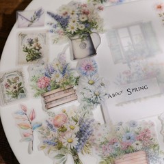 25 pcs Spring Bouquet Translucent Vellum Matte Surface Paper Sticker Scrapbook