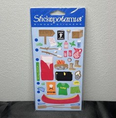 Vtg Stickopotamus Summer Camp Stickers Canoe Sleeping Bag Marshmallows Compass