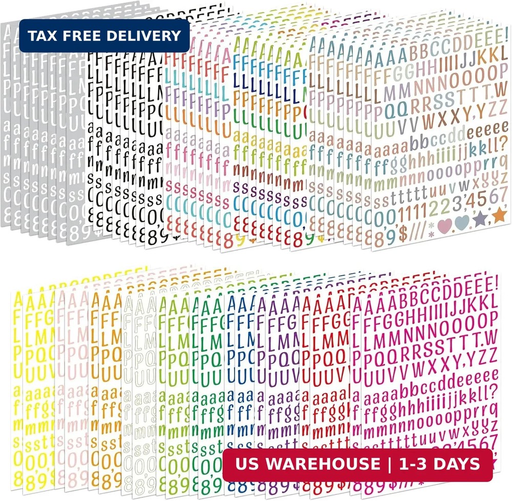 Uniclife 9840 Pcs 60 Sheets Letter Stickers 0.5 Inch Scrapbook Stickers, 1/2 Inc