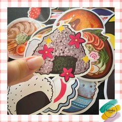 50 PCS Bundle, Kawaii Japanese Food Stickers: Sushi, Ramen, Bento