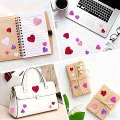 180 Pcs Valentine Foam Heart Stickers Red, Pink, Rose, White and Purple