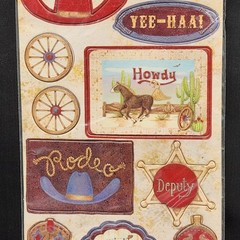 Debbie Mumm Cowboys 5.5″x13″ Die-Cut Sticker Sheet scrapbooking