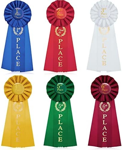 6 Pcs Award Ribbon Set 1st-6th Victory Rosette Halloween First Place Ribbon 1st,
