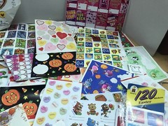 Vtg 80’s Sticker Lot 500+ Hallmark AGC Sandy lion Holiday Lot 3 Halloween Puffy