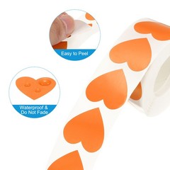500pcs Orange Heart Stickers 1 Inch Self-Adhesive Stickers Label for Shop Home