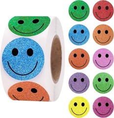Anwyll Smiley Face Stickers – Happy Face Stickers 500Pcs 1Inch Glitter Smiley St