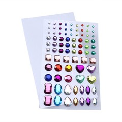 Self-adhesive Sticker Acrylic Rhinestone Jewels Gems Sticker Sheets Mixed Shapes