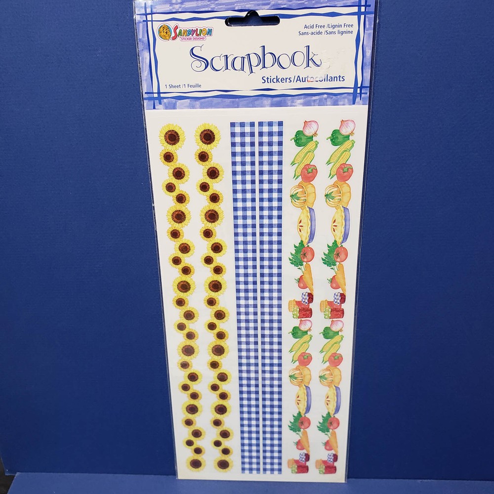 SANDYLION Scrapbook Stickers SUNFLOWERS FOOD TABLECLOTH Borders PSCB12 from 2003
