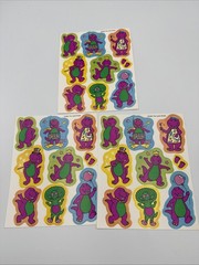 Vintage Barney The Dinosaur Sticker Sheet Lot Of 3 Sheets #D