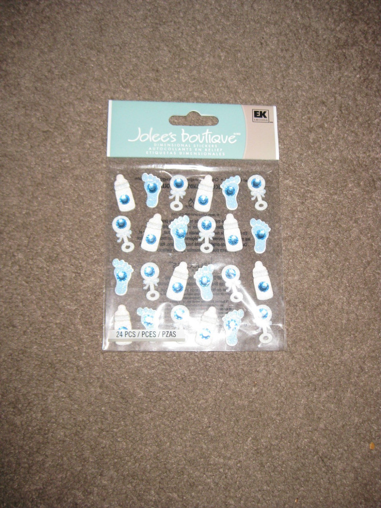 Jolee’s Baby Boy Icon Repeats Scrapbooking Stickers Bottles Rattles Footprints