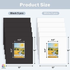Mat Board Center, 10 Pack Pre-Cut 12×12 Picture Mats for 5×7 Photos/Prints – …