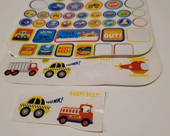 Sticker Lot Trucks Car Fire Truck Bus BEEP! BEEP! New Unused Vtg Multiple Sheets
