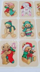 VINTAGE EUREKA HOLIDAY CHRISTMAS STICKER SHEET TEDDY BEARS. RARE COLLECTIBLE.