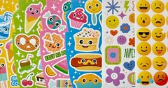 20 Happy Face Good Vibes Sticker Set Food Fruit Dessert Smiley Faces Cartoon Art