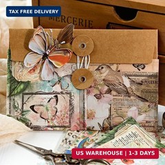 Diuhofart 400Pcs Vintage Scrapbook Supplies Kit, Scrapbook Paper and Journaling