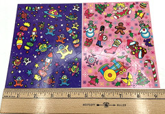 2 Sheets Lisa Frank Stickers 1989 Space Rockets Christmas Snowman Train Toys