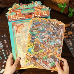 Cultural Landscape Scenery Sticker Miniature Scene PET Sticker For Journal Photo