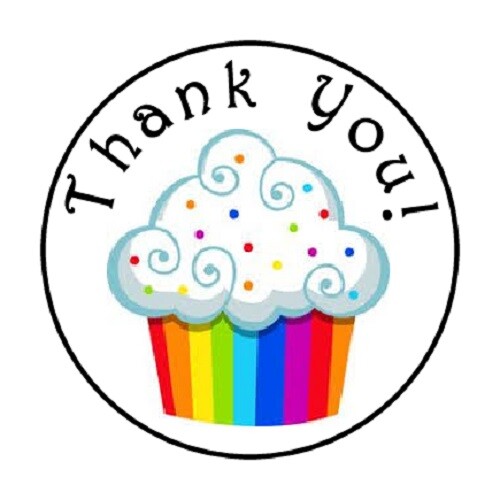 48 THANK YOU CUPCAKE #6 ENVELOPE SEALS LABELS STICKERS 1.2″ ROUND