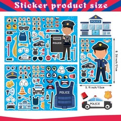 24 Sheets Make Your Own Policeman Stickers, Educational Theme Gift for Kids,
