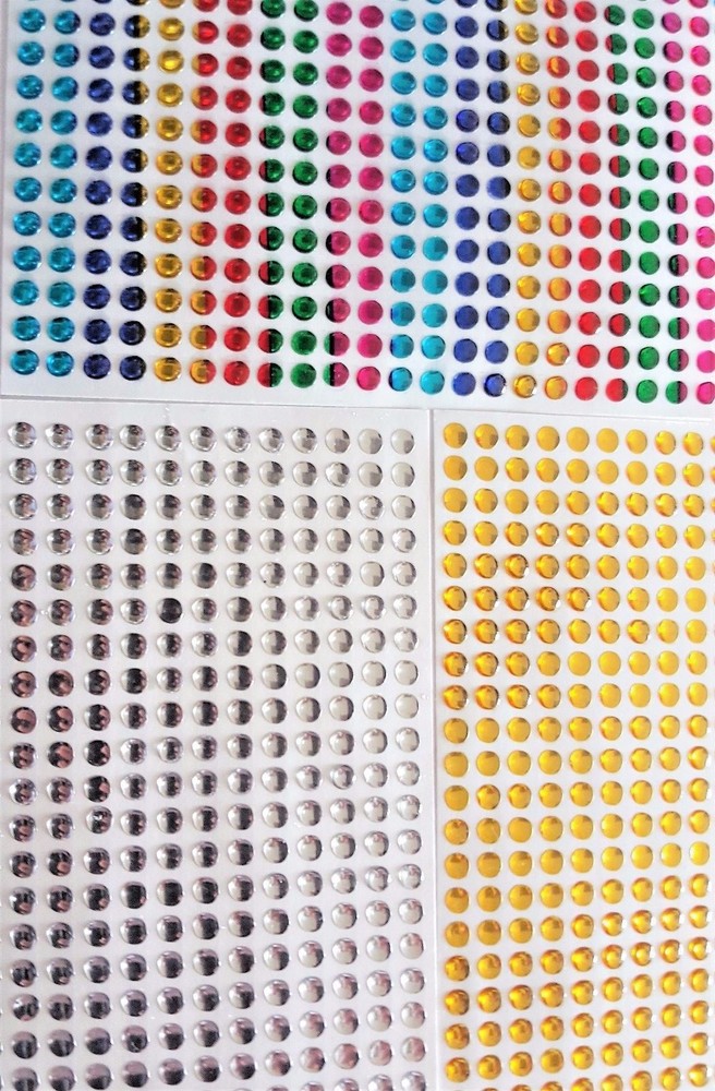 1000 Glitterati Adhesive 4 mm Sticker Gems 4 Wedding & D I Y Card in Multi/Mixed