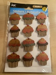 JOT Kraft Cupcake Birthday Stickers Papercraft DIY Birthday Party New 12 PC