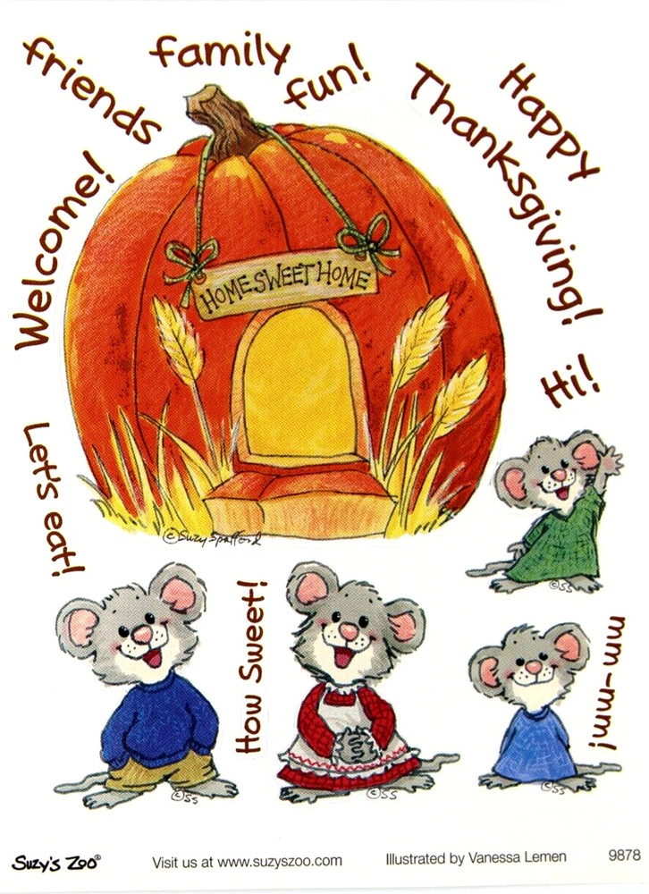 Suzy’s Zoo»Happy Thanksgiving!»Scrapbook 4.5×6 Sticker #9878-15 Stickers 1 SHEET