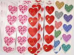 30 Heart Stickers/Various Styles/Scrapbooking/Crafts/Valentines/Journal/1 inch
