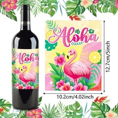 Hawaiian Bright Beachy Patterned Joyful Hawaiian Decorative Wine Bottle Stickers