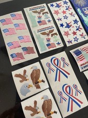 Vintage SANDYLION Patriotic 4th July USA Red White Blue Stickers Lot Flag