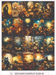 SUNFLOWERS AT DUSK #2 – COMPLETE SHEET OF 20 STICKERS