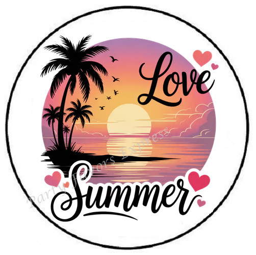 LOVE SUMMER SUNSET PALM TREE ENVELOPE SEALS LABELS STICKERS PARTY FAVORS