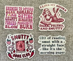 Holographic Smut Stickers | Romance Bookish Glitter Decals for Spicy Readers x8