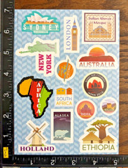 TRAVEL AROUND THE WORLD THEME, 3 SHEETS BEAUTIFUL STICKERS #VIAJE7