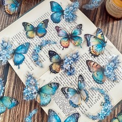 Flower-Printed Decorative Adhesive Durable Transparent Butterfly Flower Stickers