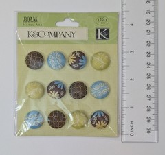 Roam Fabric Covered Scrapbooking Brads Metal Art By K&Company RARE